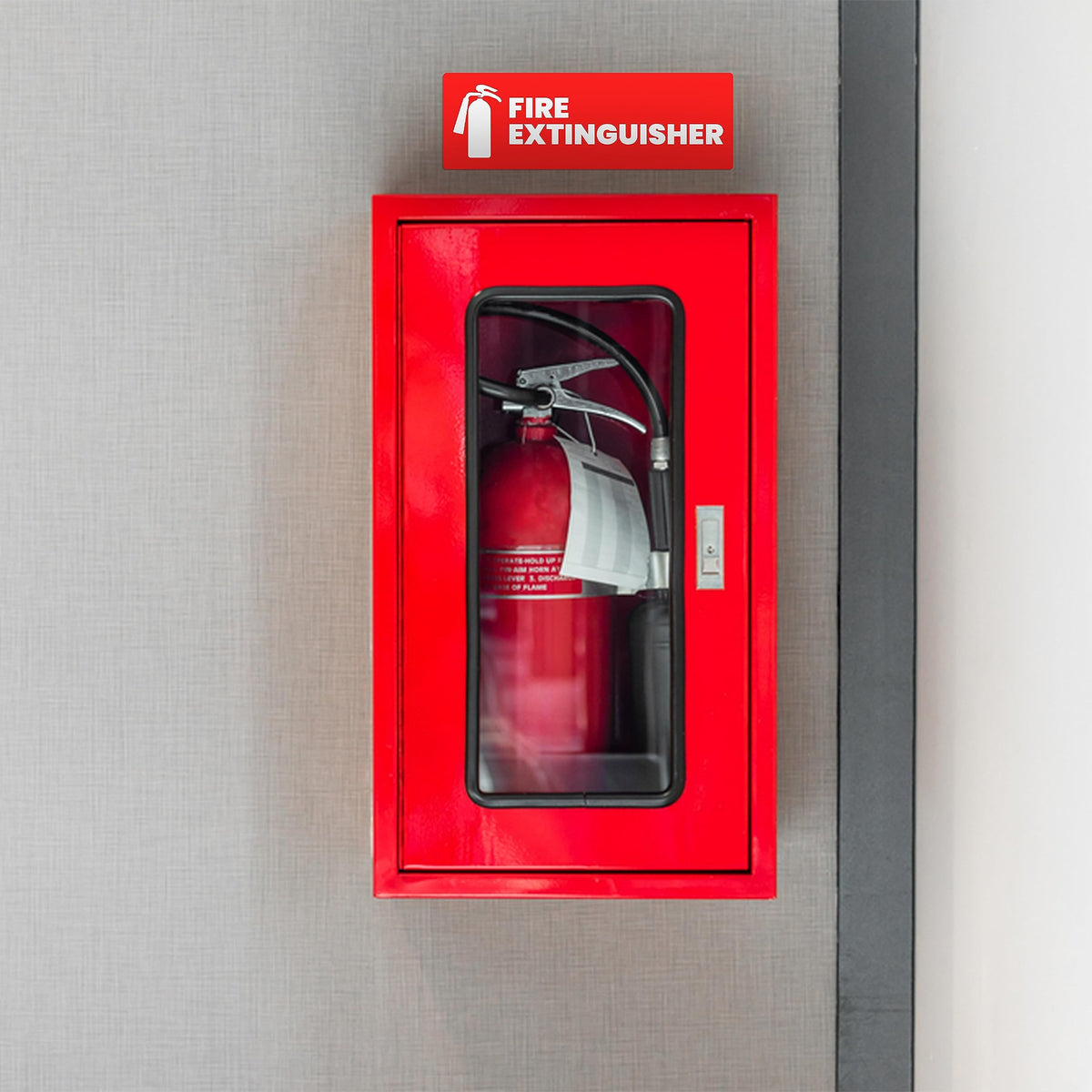 Fire Extinguisher Sticker for Business - Office, Commercial, Landlord (Short Term Rental) - High Visibility Fire Extinguisher Sign for Safety and Compliance. Size 6" x 2", 20 Labels Red