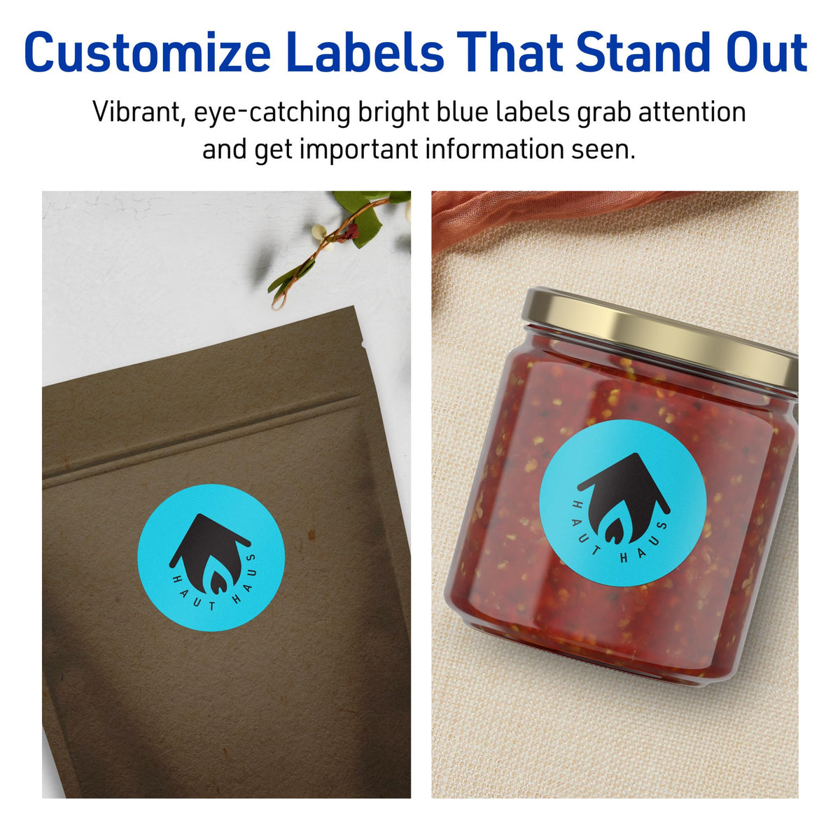 Avery® Printable Round Labels, Sure Feed® Technology, 1-5/8" Diameter, Bright Blue Labels, Print-to-The-Edge, Laser/Inkjet Printable, 400 Total, Great for Stickers and Candles 400 labels