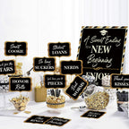 2026 Graduation Candy Buffet Signs Decorations, Black Gold Grad Party Candy Bar Signs Set Graduation Party Dessert Food Decorations