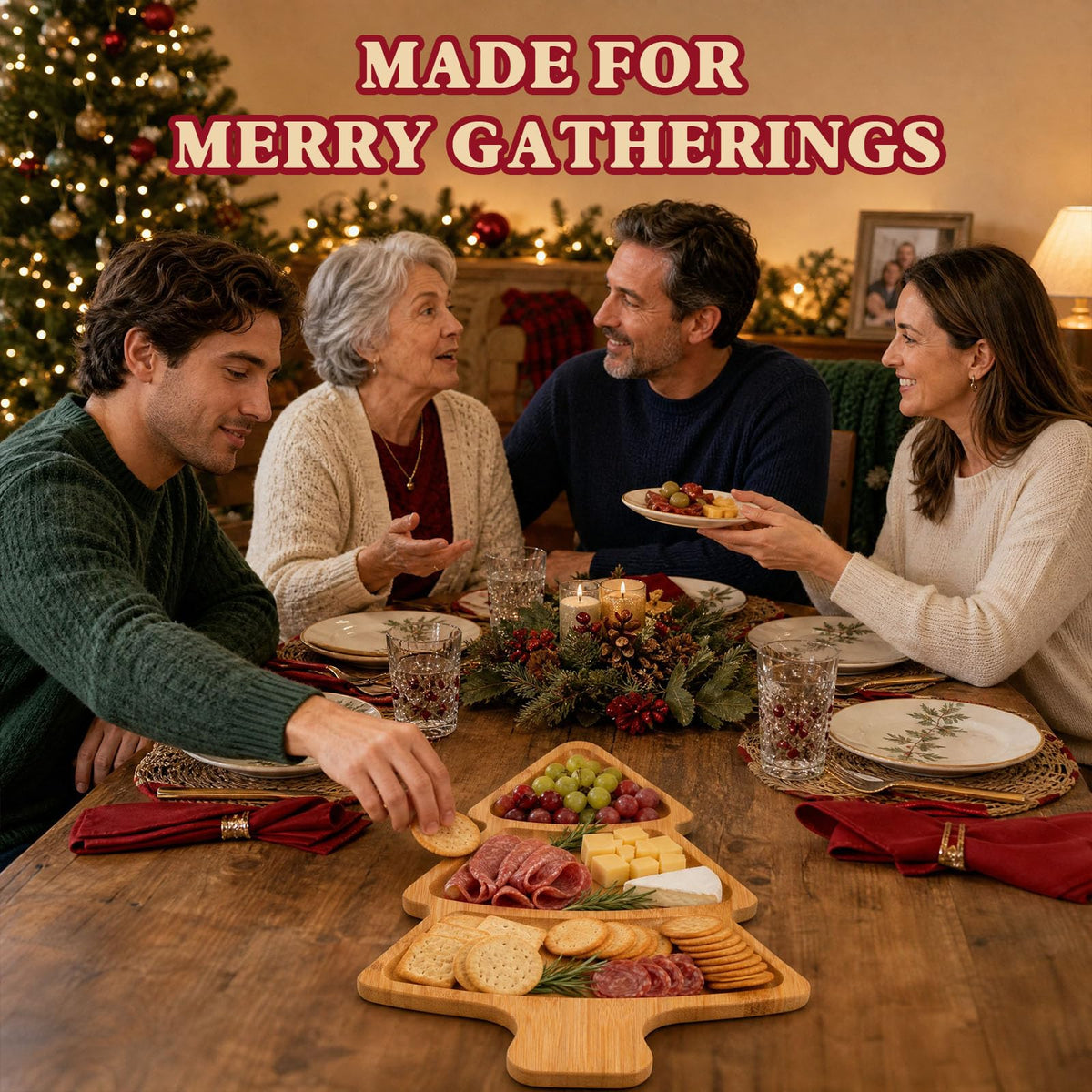 Bamboo Christmas Tree Charcuterie Board, 16.5 x 11.8 in