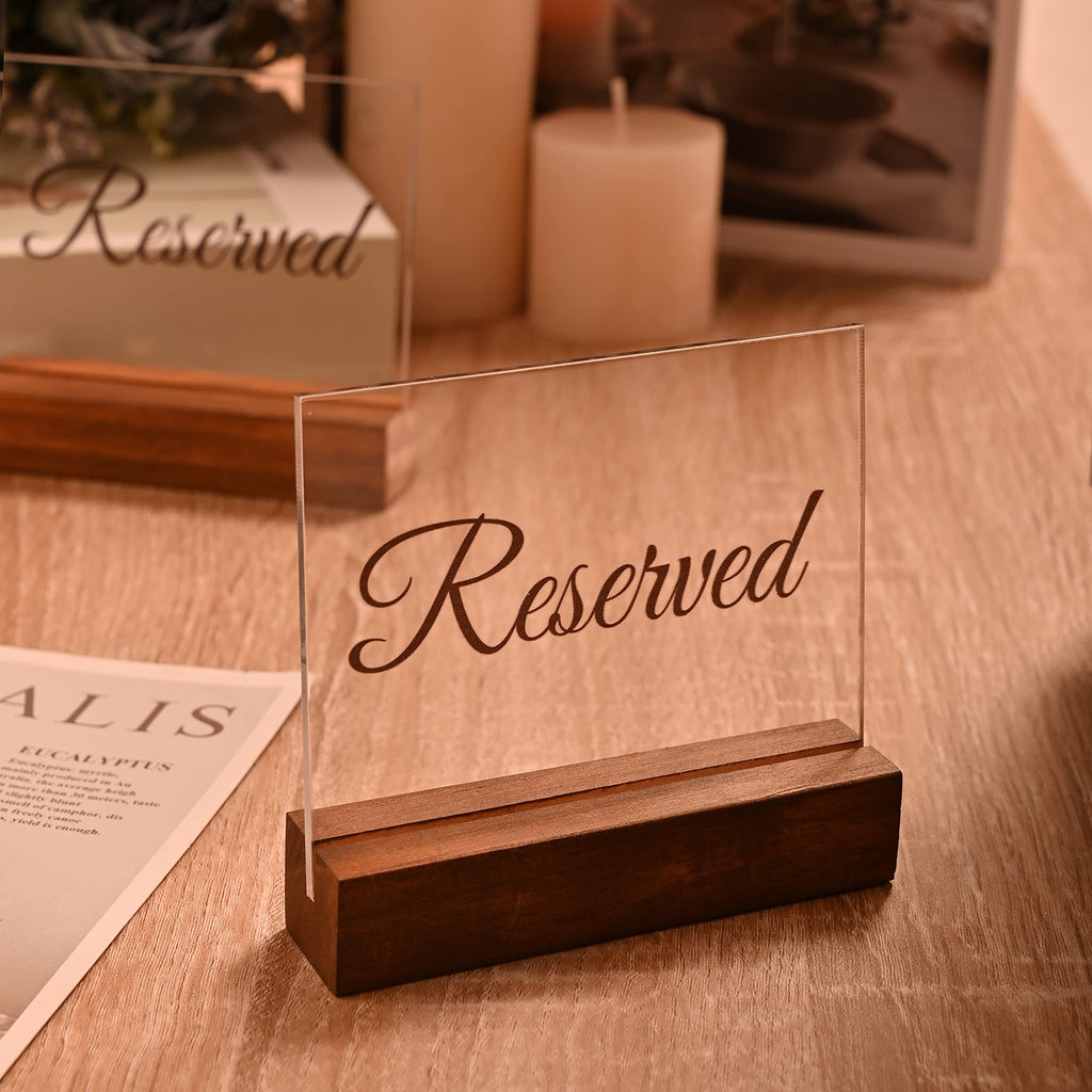 Sparkle Race Reserved Table Signs, 6-Pack Acrylic Reserved Signs for Tables Clear