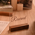 Sparkle Race Reserved Table Signs, 6-Pack Acrylic Reserved Signs for Tables Clear