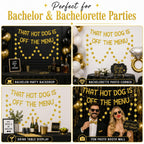That Hot Dog Is Off The Menu Banner, Gold Glitter Bachelor Party Decor