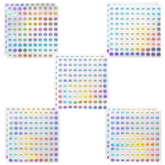 Mini Skater 20 Sheets 1 to 500 Consecutive Laser Number Stickers Round Self Adhesive Reflective Inventory Storage Organizing Labels Sticker 2/5 Inch for Nail Polish Bottle Lipstick