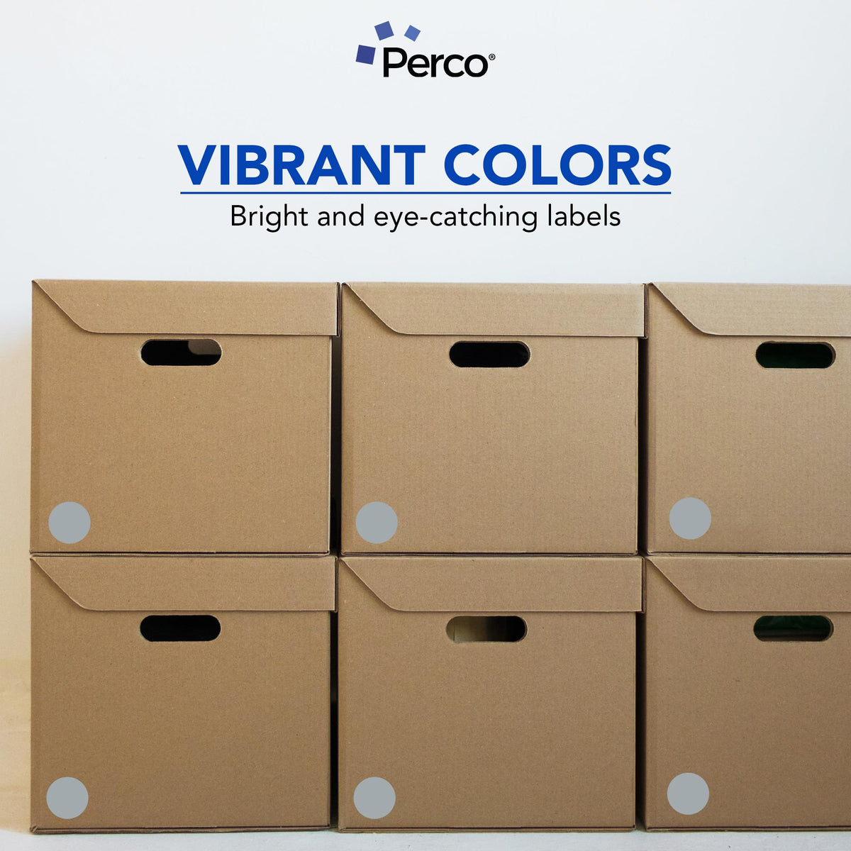 Perco Grey 2-Inch Round Circle Dot Sticker Labels with Permanent Adhesive - 500 Labels per Roll - Vibrant Colors, Strong Adhesion - Made in USA 1 Roll