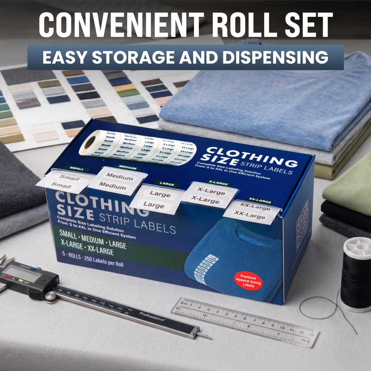 1250pcs Clothing Size Strip Labels Box Set Box Set (1250 ct)