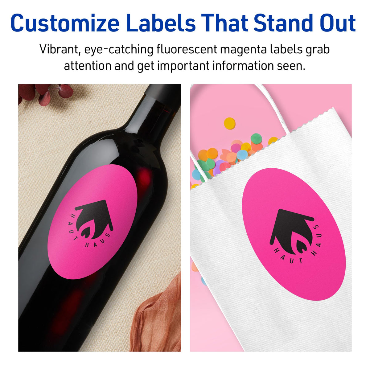 Avery Printable Oval Labels, Sure Feed Technology, 4" x 6", Neon Magenta Labels, Print-to-The-Edge, Laser/Inkjet Printable, 40 Total, Great for Packaging and Candles 40 labels