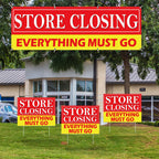 4 Pcs Store Closing Banner Signs Kit with Stakes and Grommets
