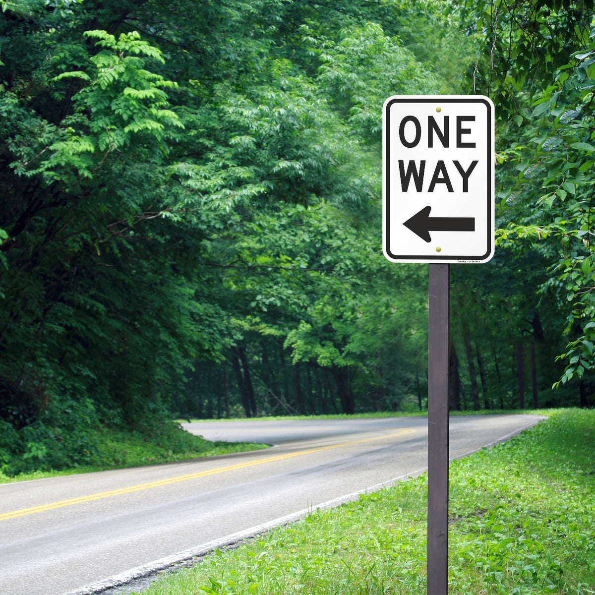 SmartSign One Way Sign with Left Arrow - 12" x 18", 120 mil Aluminum Composite (ACM), Engineer Grade Reflective Material, Black and White, Made in USA 12" x 18" EG ACM - Left Arrow