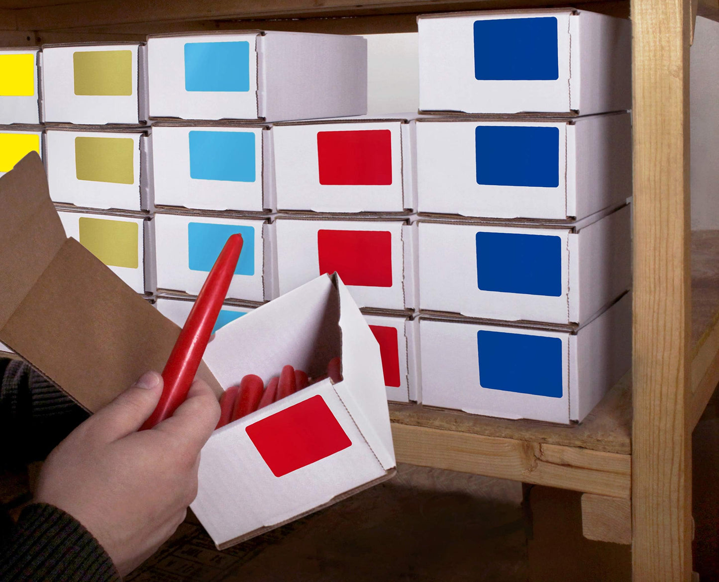 ChromaLabel 2 x 3 inch Permanent Color Code Rectangle Labels, 100 Stickers per Dispenser Box, Light Blue 2" x 3"