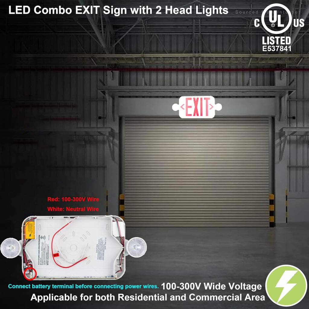 LIT-PaTH Exit Sign with Emergency Light, Battery Backup, 1 Pack 1-Pack