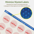 Avery Dissolvable Round Labels, Sure Feed Technology, 1-5/8" Diameter, Matte White, Print-to-The-Edge, Laser/Inkjet Printable, 200 Labels Total