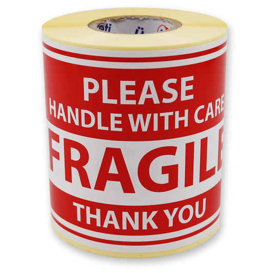 Fragile Stickers 4 x 6 Inch, for Shipping, Moving and Packing, Please Handle with Care Fragile Thank You Do Not Drop, Warning Stickers Fragile Labels, Permanent Adhesive 250 Labels, 1 Roll