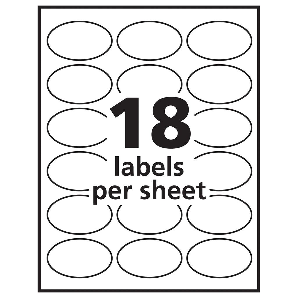 Avery Printable Blank Oval Labels, 1.5" x 2.5", Glossy Crystal Clear, 180 Customizable Labels (22854) 1.5" x 2.5" 180 labels Glossy Clear