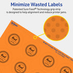 Avery Printable Round Labels, Sure Feed Technology, 1-3/4" Diameter, Bright Orange Labels, Print-to-The-Edge, Laser/Inkjet Printable, 400 Total, Great for Stickers and Candles 400 labels
