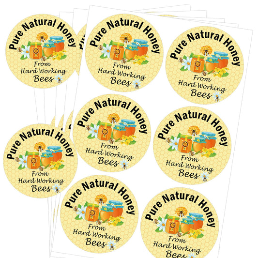 SMARSTICKER Honey Canning Stickers Round Pure Nature Honey Labels 2 Inch-Honey Themed Jar Lids Labels Honey Farm Kitchen Bottles Labels 180Pcs