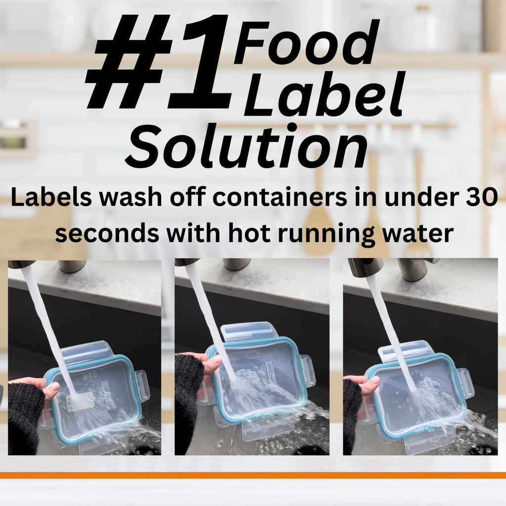2x1 Dissolvable Food Labels, 1000 Food Container Stickers, Blue
