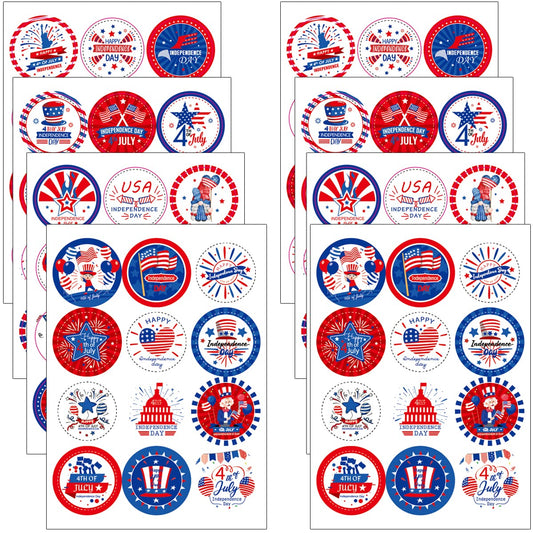 4th of July Stickers Gifts Labels Stickers in Bulk for Cards Independence Day Self-Adhesive Tags Decals Patriotic Tags Gift Wrapping Decorations Party Supplies Envelope Seals Boxes Accessories 8PCS Sticker-4th of July