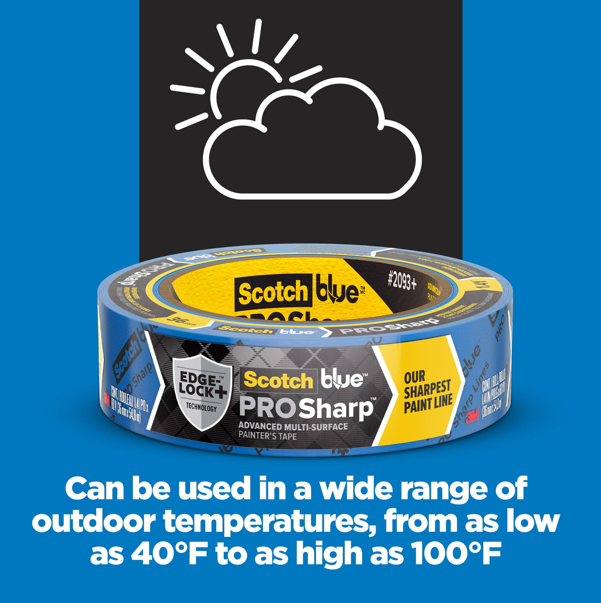 ScotchBlue PROSharp Painter's Tape 2 Inch Wide (1.88 in x 60 yd) 3 Rolls Blue Tape Protects Surfaces and Removes Easily, Edge-Lock Tape for Indoor and Outdoor Use (2093+-48AC3) 1.88 in x 60 yd
