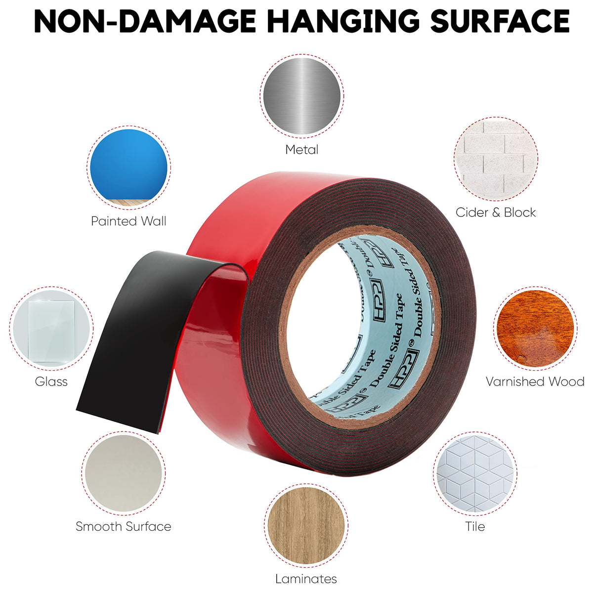 HPP Double Sided Tape, Heavy Duty Tape, Strong and Permanent for Outdoor and Indoor (2In x8Ft)