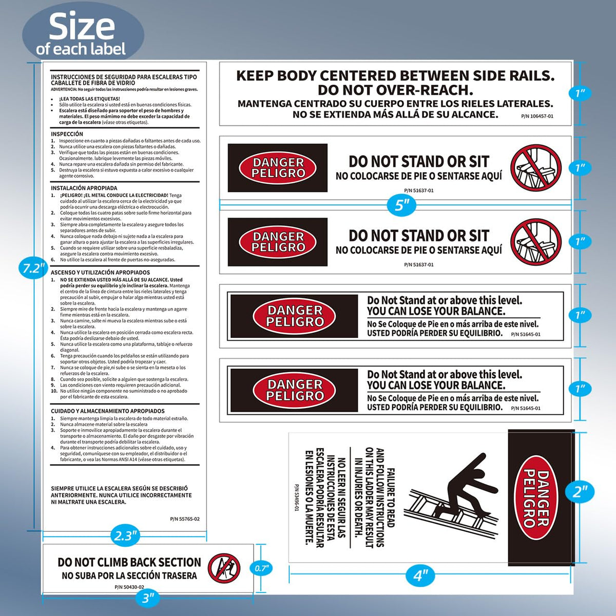 Step Ladder Safety Label Extension Ladder Stickers Replacement Label Kit Compatible with Ladder Inspection Stickers for Werner Fiberglass Extension Ladders (Pack of 10 Sets)