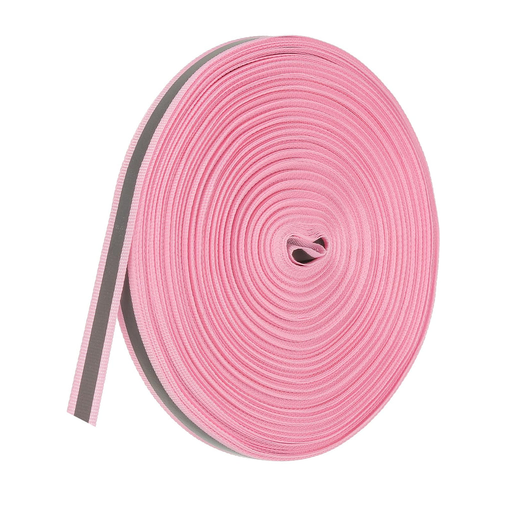 PATIKIL Reflective Tape Strip, 10mm x 50yards High Visibility Reflective Tape Sew-on DIY Warning Safety Fabric Webbing for Clothing Raincoats, Pink