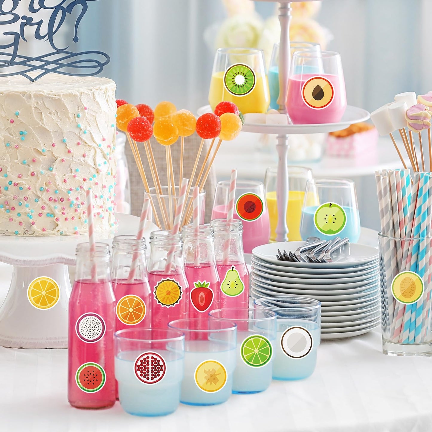 1000Pcs Fruit Stickers 16 Designs Cute Paper Decals Adhesive Sealing Labels for Home Kitchen Party Gift DIY Crafts, 2 Rolls