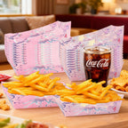 K-pop Theme Paper French Fries Trays, Demon Disposable Paper Food Trays Boat Shape French Fries Containers Party Supplies, 12 Pack