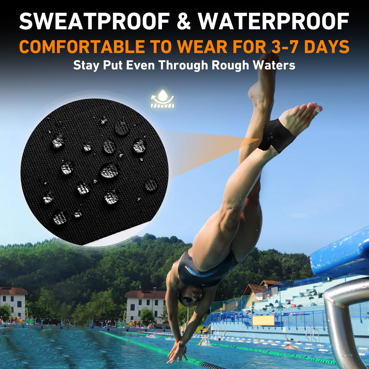 Kinesiology Tape for Ankle, KTQUICK 12 Count Ankle Tape Precut, Original Cotton Waterproof & Breathable, Enhance Elastic Kinesiology Athletic Tape for Ankle Support and Muscle to More Sports (Black) Black