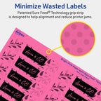 Avery® Printable Rectangle Labels, Sure Feed® Technology, 1" x 4", Bright Pink Labels, Laser/Inkjet Printable, 800 Total, Great for Mailing and Cosmetics 800 labels