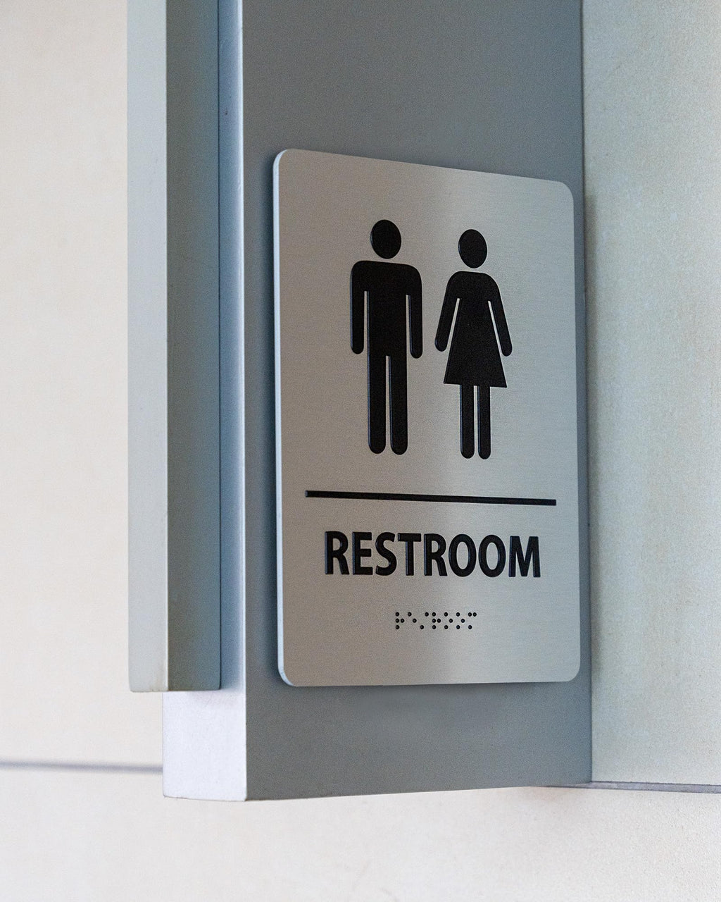 ADA-Mark Modern Restroom Sign for Business - ADA Compliant Braille Bathroom Sign with Easy Installation - 6" W x 8" H 1pk-new-Restroom