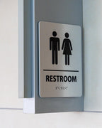 ADA-Mark Modern Restroom Sign for Business - ADA Compliant Braille Bathroom Sign with Easy Installation - 6" W x 8" H 1pk-new-Restroom