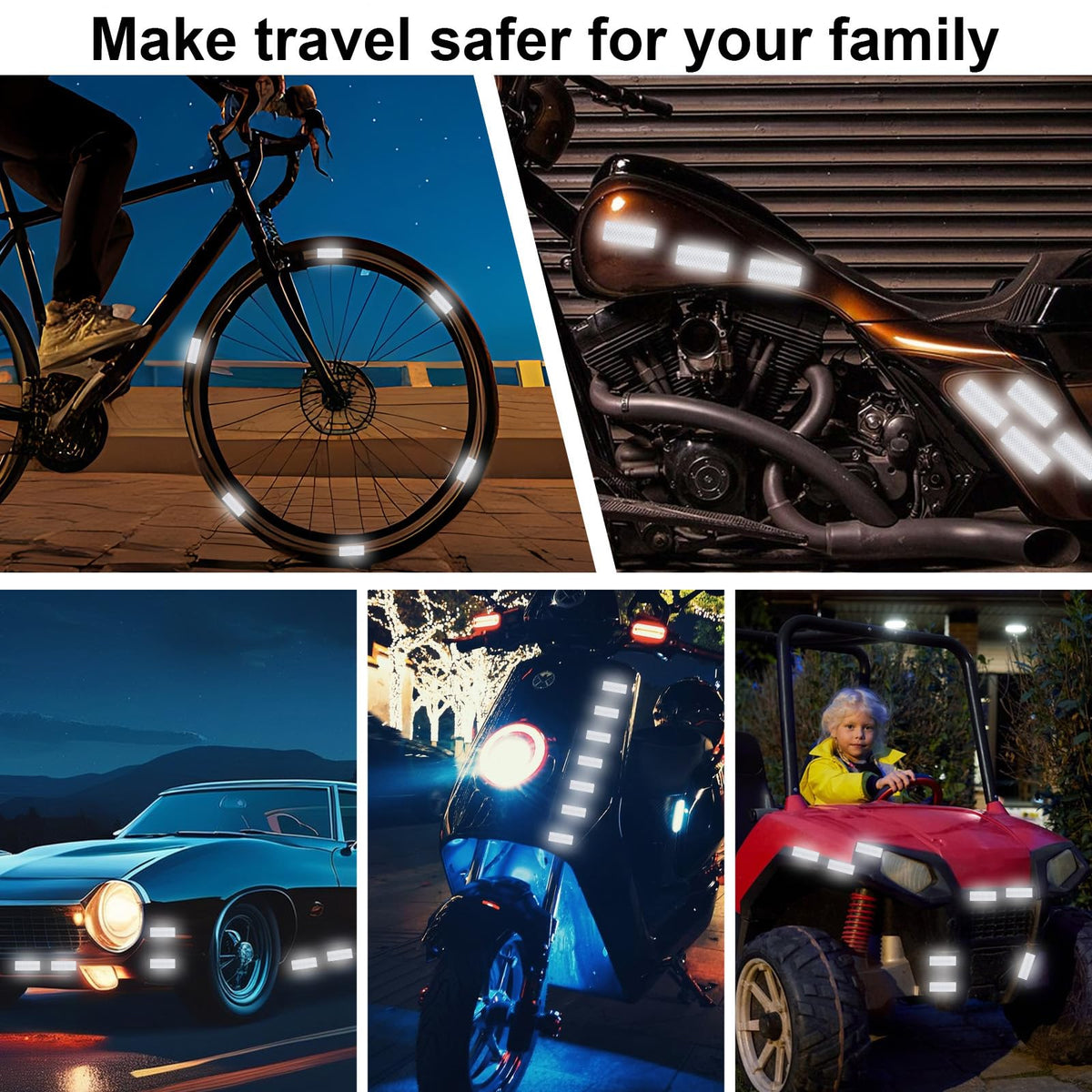 Lusofie 60 Pcs Reflective Stickers High Visibility Reflective Tape Safety Reflectives Strips Waterproof Reflector Tape for Bicycles Cars Motorcycles Helmets and Mailboxes,1.2 x 3.15 Inch(White) White