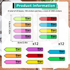 Tatuo 2400 Pcs Sign Here Arrow Tabs Self-Stick Flags 8 Colors, Sign Here
