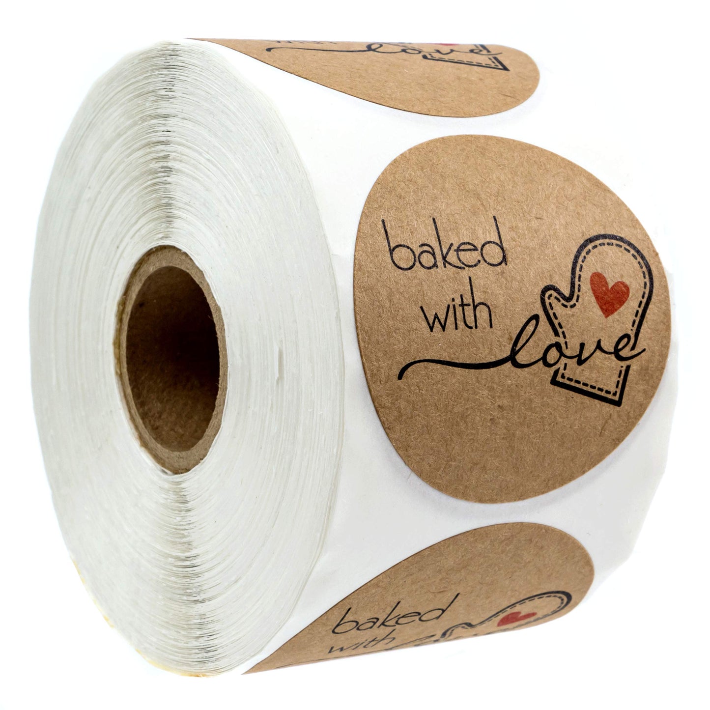 2" Round Natural Kraft Baked with Love Stickers / 500 Brown Kraft Labels / 2 Inch Made with Love Food Seals/Made in The USA 2" Kraft