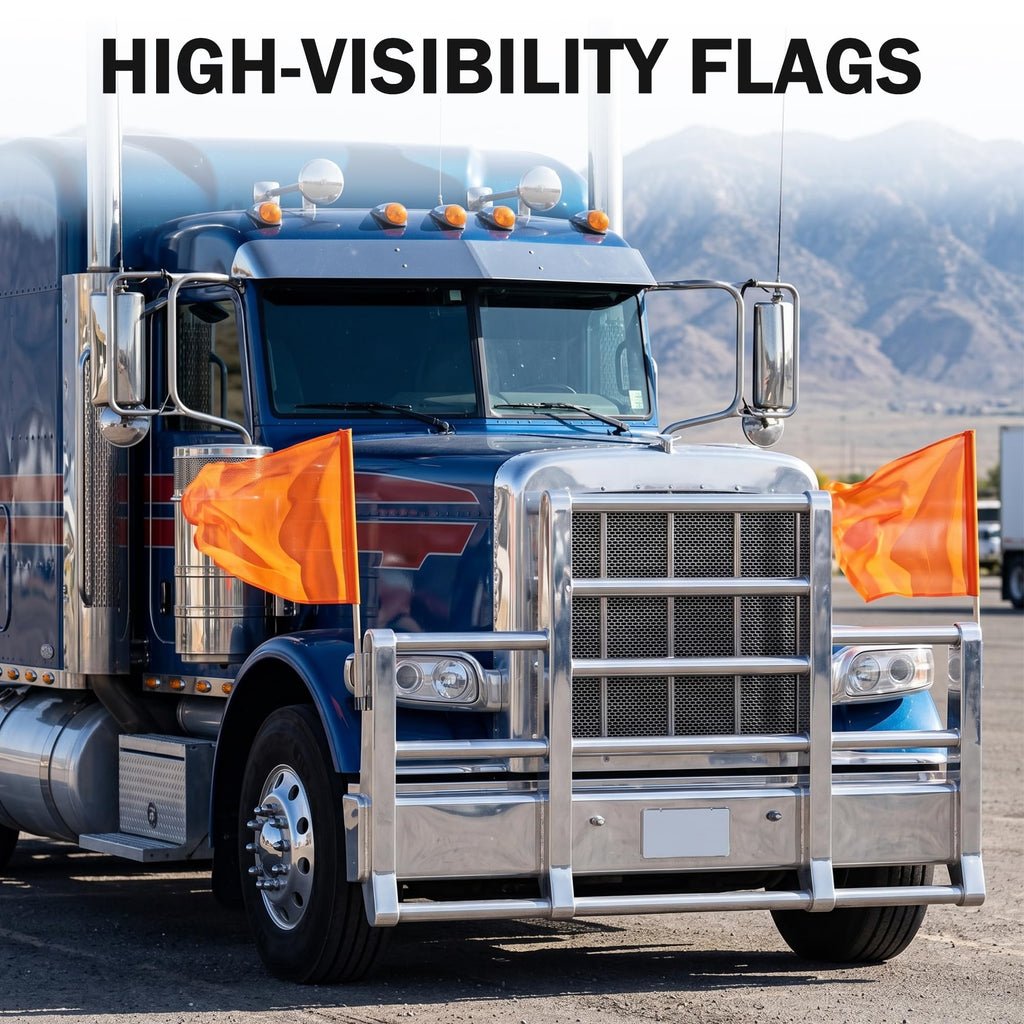 6 Pack 18"x18" Orange Safety Flags for Trucks with Dowel Fluorescent Orange 18"L x 18"W