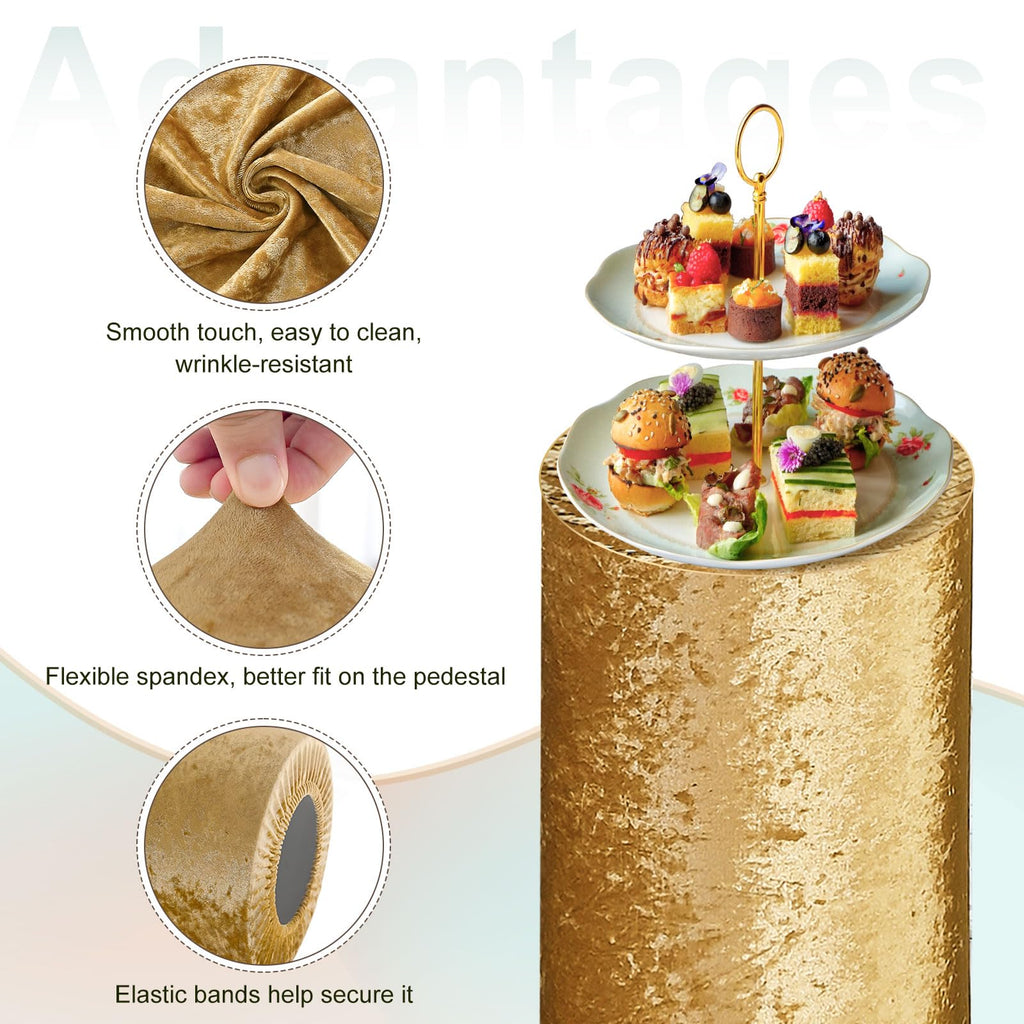 uxcell Set of 3 Cylinder Spandex Stand Cover Gold Tone Velvet-L/XL/XXL