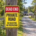2 Pack Dead End Private Road Sign 18" × 12" Rust Free Aluminum
