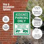 SmartSign 14 x 10 inch “Assigned Parking Only, Unauthorized Vehicles Towed” Metal Sign, 40 mil Laminated Rustproof Aluminium, White and Green, Made in USA 14x10 inches