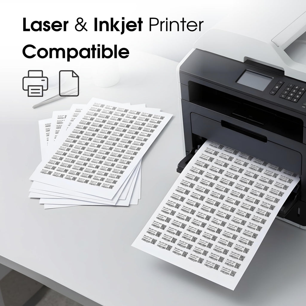 1" X 0.5" Matte White Printable Barcode Labels (100 Sheets, 16000 Stickers) 1" X 1/2" 100 Sheets