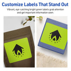 Avery® Printable Rectangle Labels, Sure Feed® Technology, 4-3/4" x 3-3/4", Bright Green Labels, Print-to-The-Edge, Laser/Inkjet Printable, 80 Total, Great for Shipping and Packaging 80 labels