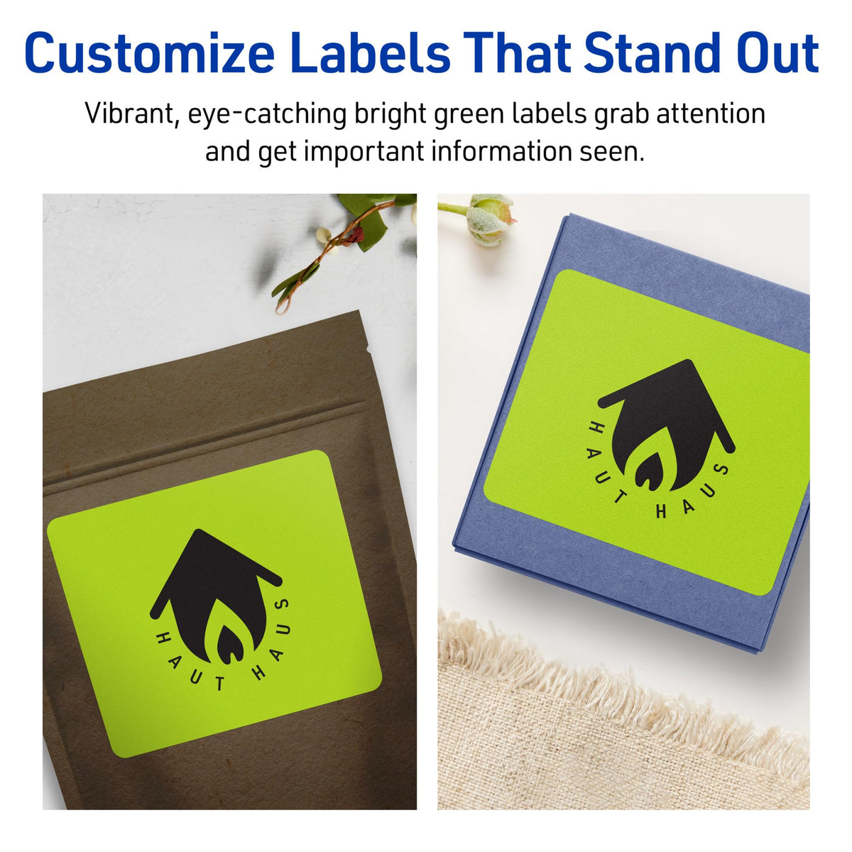 Avery® Printable Rectangle Labels, Sure Feed® Technology, 4-3/4" x 3-3/4", Bright Green Labels, Print-to-The-Edge, Laser/Inkjet Printable, 80 Total, Great for Shipping and Packaging 80 labels