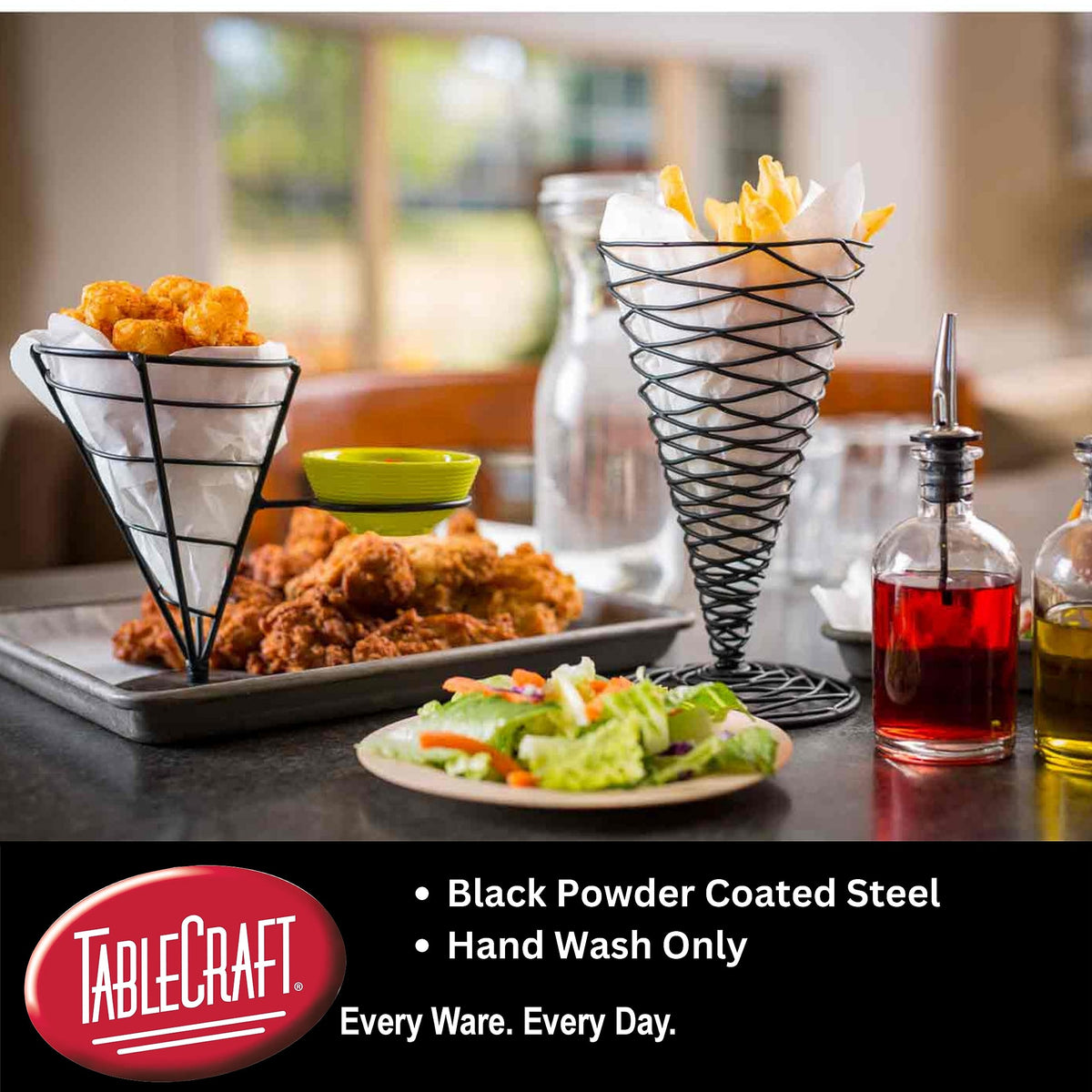 TableCraft BK17209, Rectangular Basket, 9.125" x 6.125" x 2.325", Black Metal, Artisan Collection, Powder Coated for Durability, Versatile Design for Bread, Bagels, Pastries, and Decorative Use 9.125" x 6.125" x 2.325"