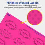 Avery Printable Oval Labels, Sure Feed Technology, 1-1/2" x 2-1/2", Neon Magenta Labels, Laser/Inkjet Printable, 360 Total, Great for Soaps and Candles 360 labels