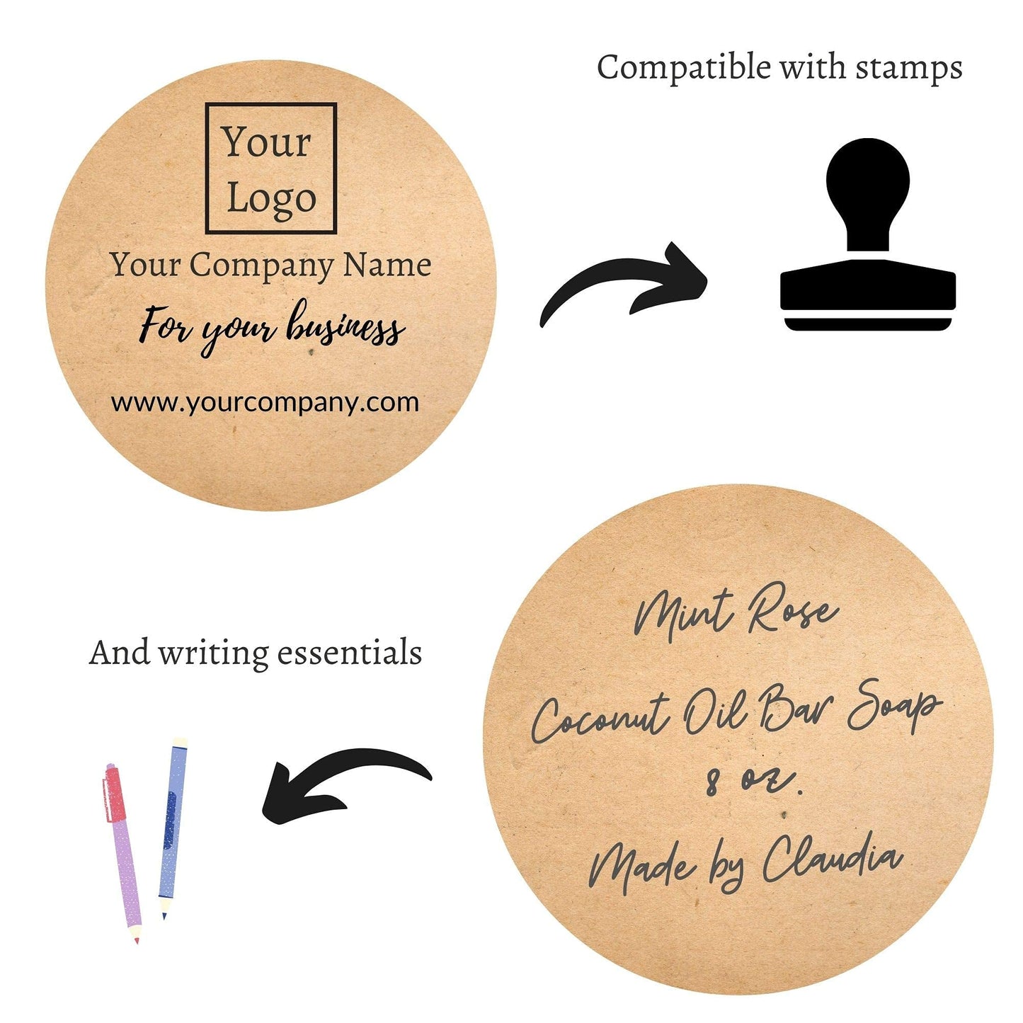 Mobiusea Creation Round Sticker Labels | 2 Inch | 500pcs Kraft Labels | Perforated Blank Stickers Labels for Mason Jars, Circle Stickers 2 Inch, Light Brown Labels