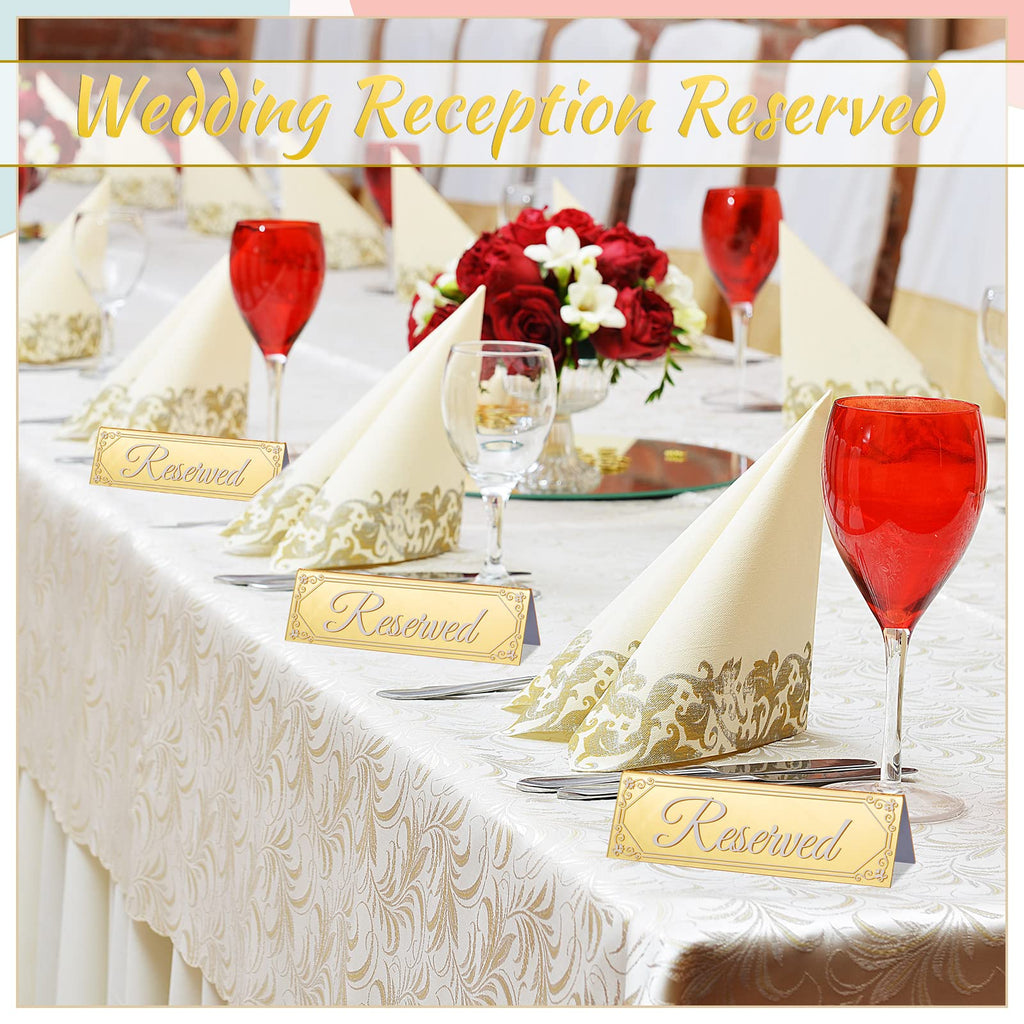 Juexica 6 Pieces Reserved Table Sign Wedding Gold Acrylic Reserved Table Tent Signs Guest Reservation Seat Sign for Restaurant Seating Wedding Office Meeting Party