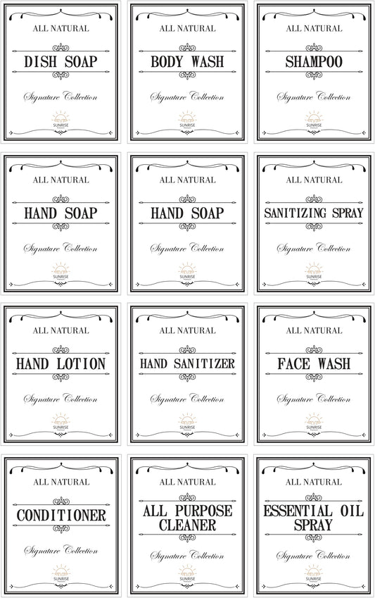 Waterproof Dish Soap Labels Stickers for Dispenser Bottles Containers, Laundry Room Labels, Cleaning Labels, Bathroom Bottle Labels