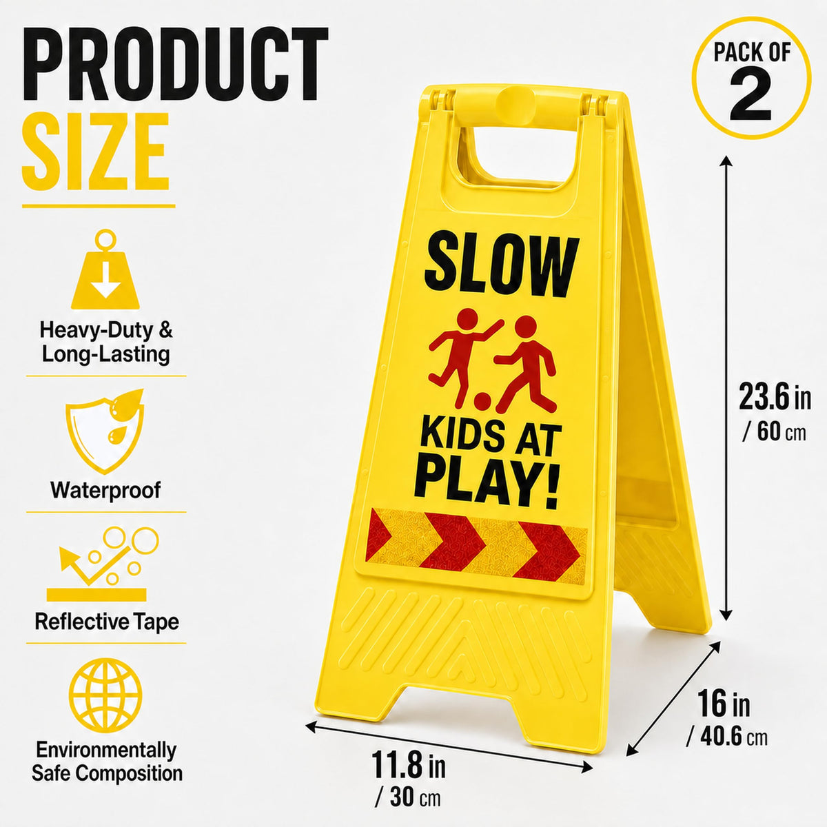Slow Down Kids at Play Sign 24 Inch Kids at Play Safety Signs Yellow