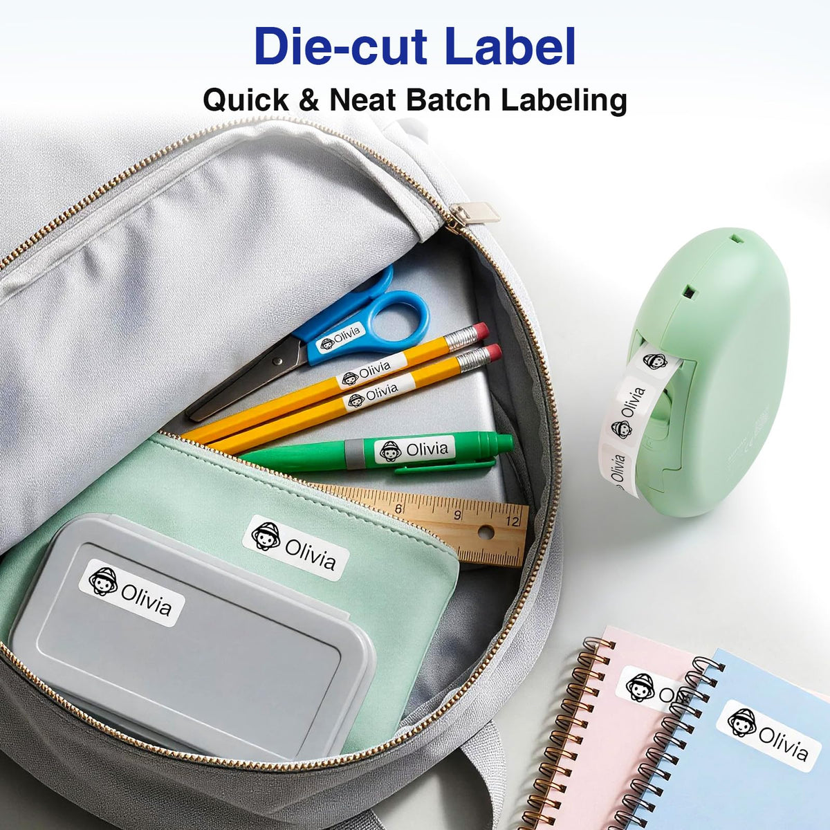 SUPVAN E10 Bluetooth Label Maker Machine with 3 Tapes, Green Bundle Machine + 3 Tapes