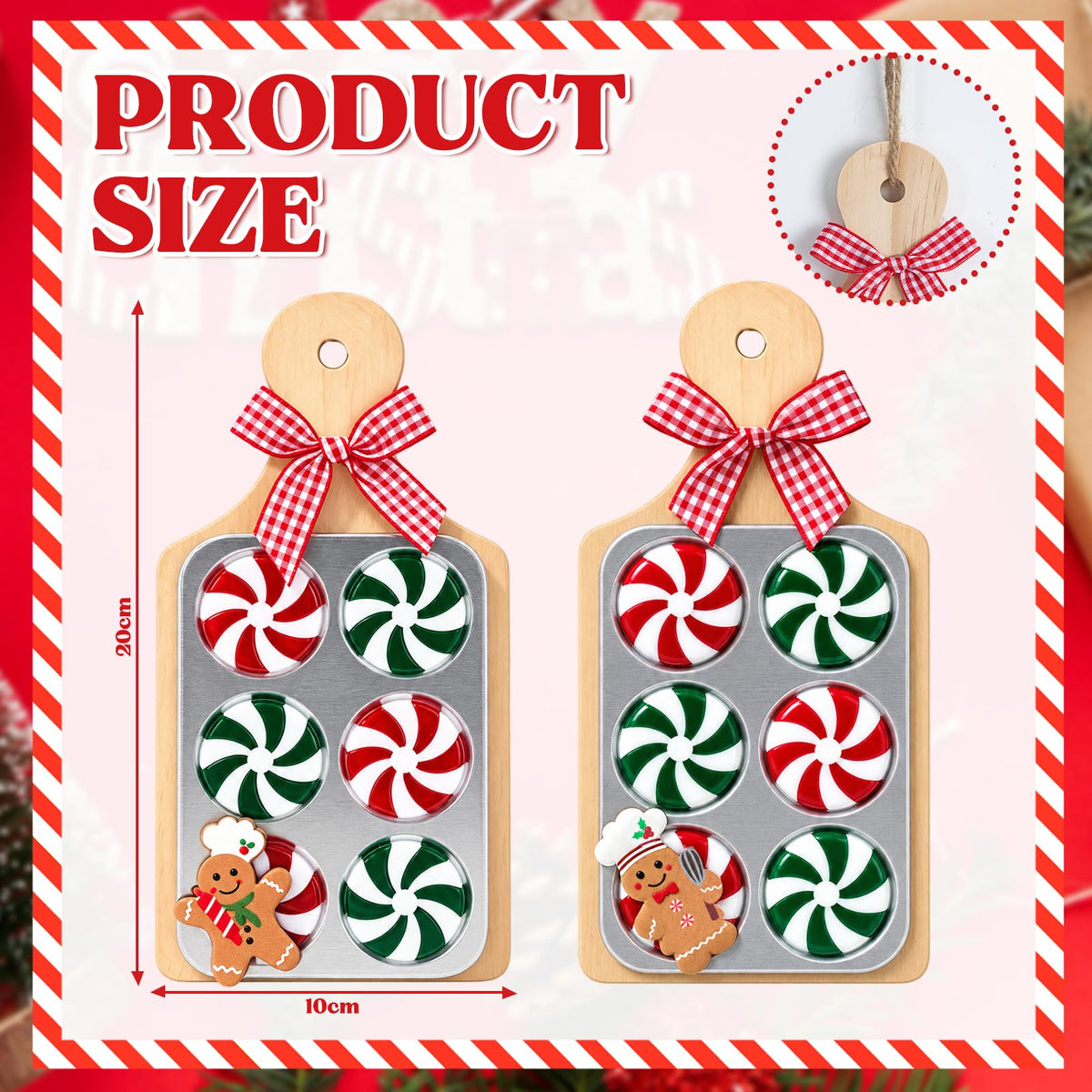 2 Pcs Gingerbread Cookie Tray Christmas Ornament Decoration